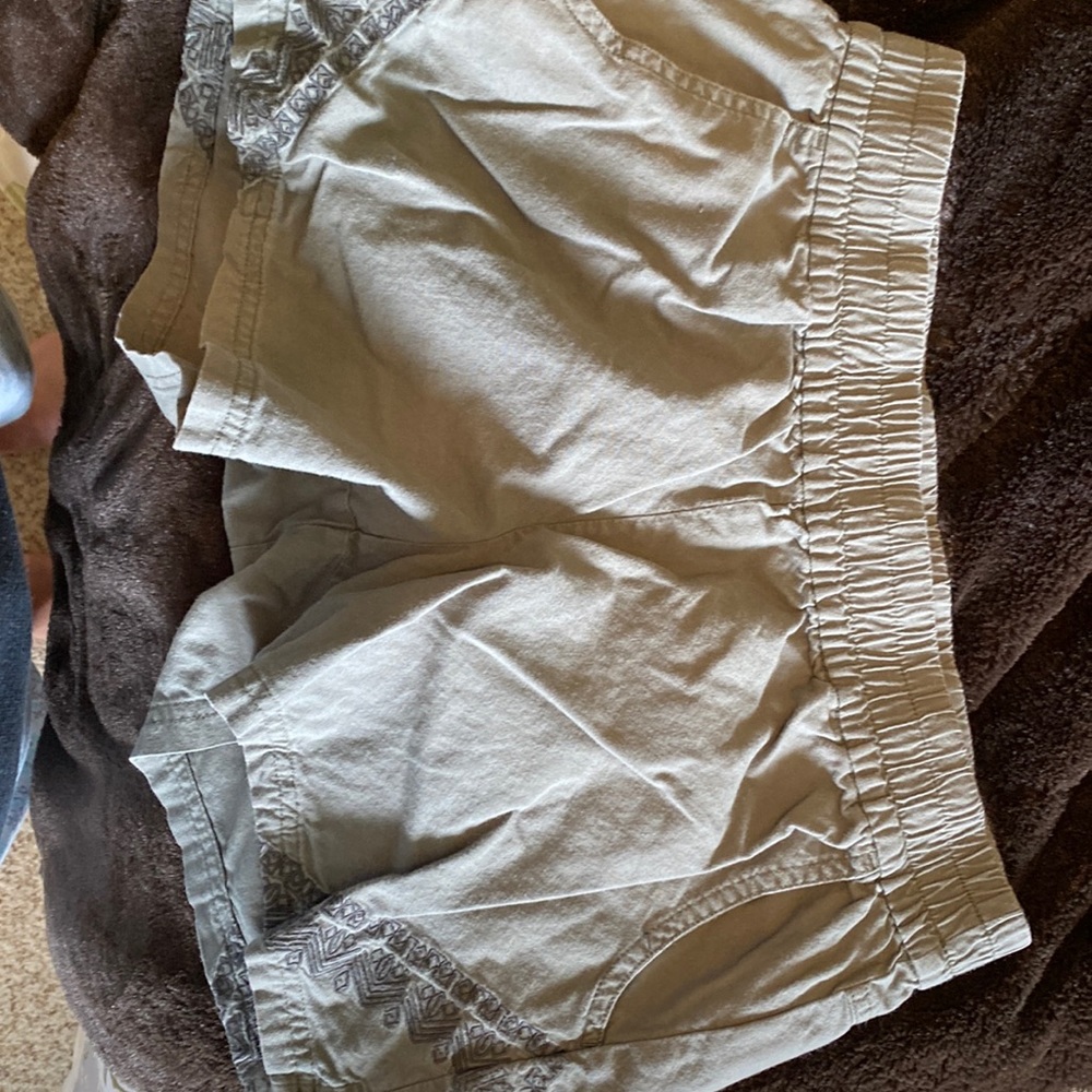 Prana khaki elastic waist shorts